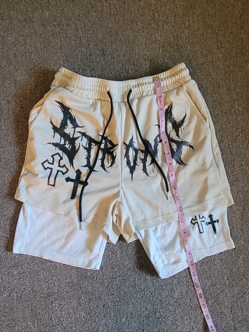 Men's Size XS Bundle of 2 Graphic Shorts with Liner Y2K Cross 2 in 1 Gym Shorts - Picture 4 of 6